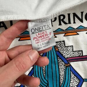 Oneita Palm Springs VTG T Shirt Ladies Power T XL White California Cactus